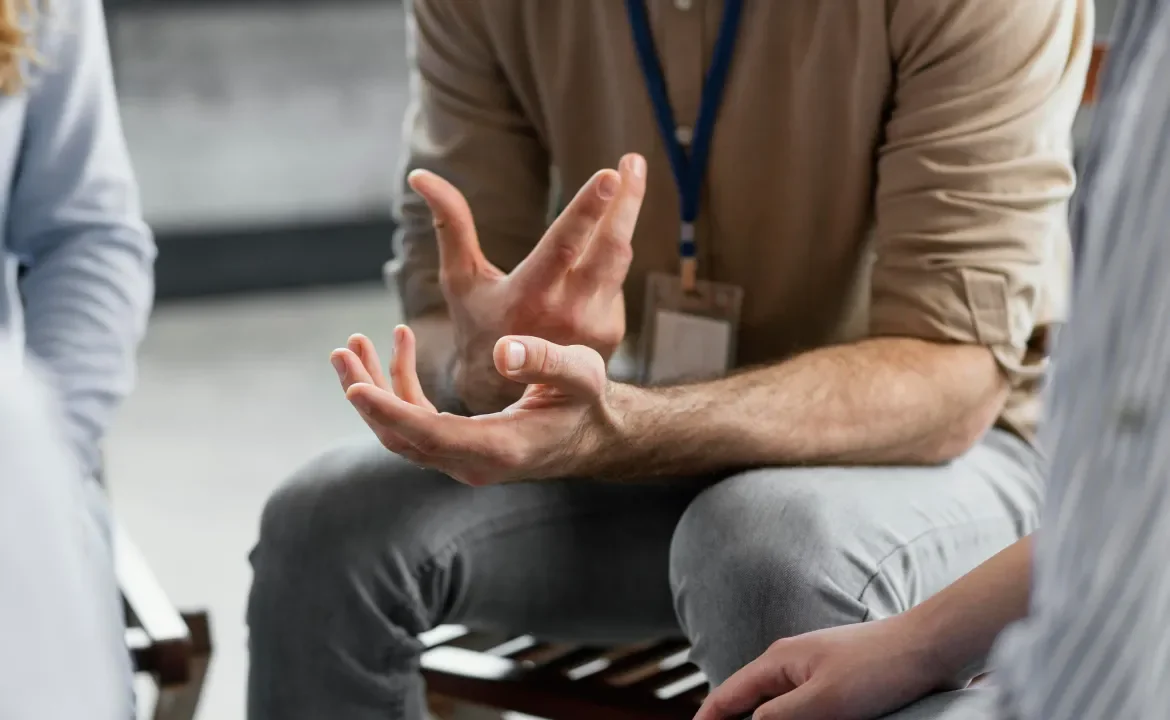 Hands gesturing during a conversation