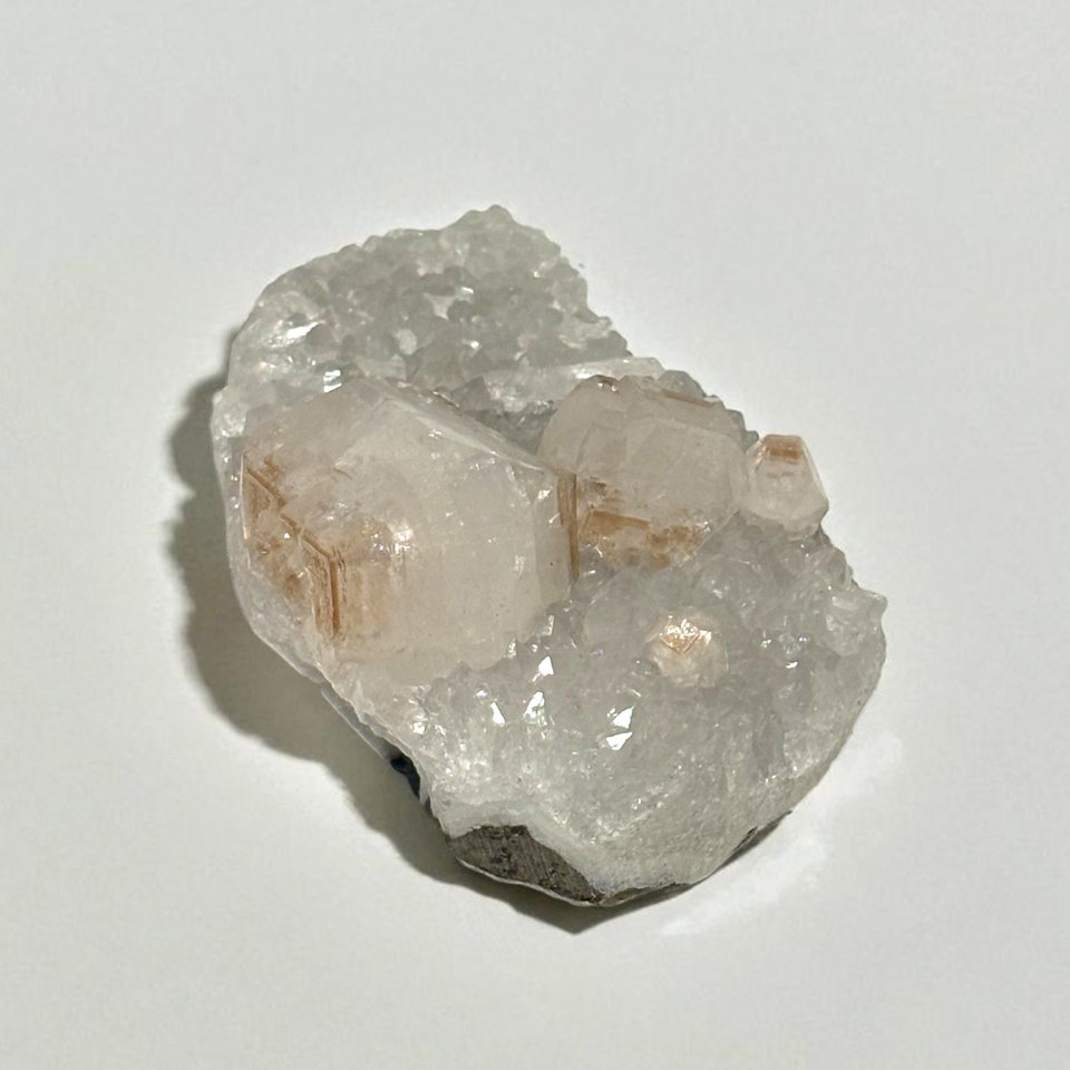Apophyllite on Quartz or Stilbite specimen, view 1 of 3