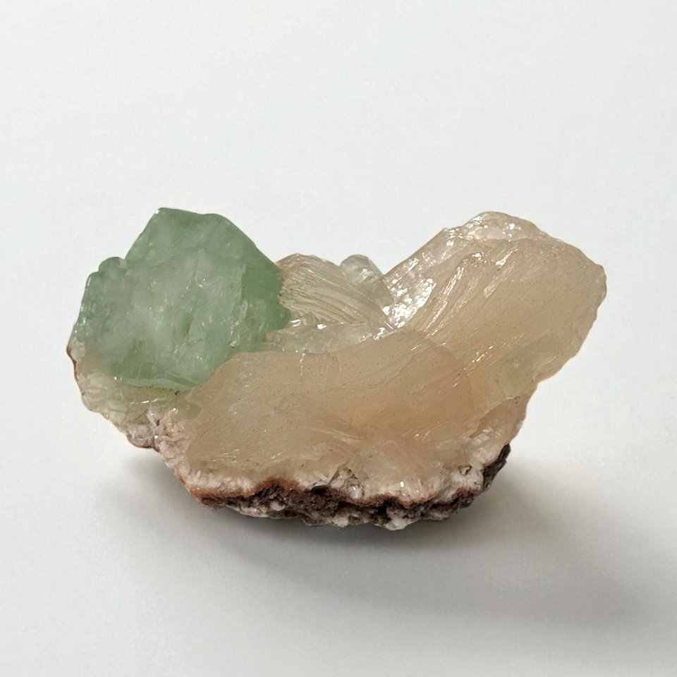 Green Fluorite & Stilbite specimen, view 1 of 3